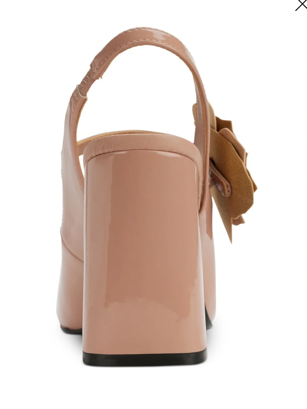 Karl Lagerfeld Blush Patent Mary Jane Slingback with Floral Accent